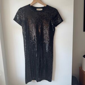 MICHAEL Michael Kors Black Sequin Midi Dress